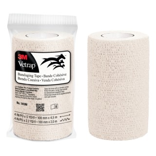 3M Vetrap Venda Cohesiva - 10cm x 4.5m - Flexible - Transpirable - Autoadhesiva - Color Blanco