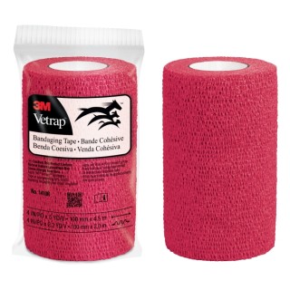 3M Vetrap Venda Cohesiva - 10cm x 4.5m - Flexible - Transpirable - Autoadhesiva - Color Rojo