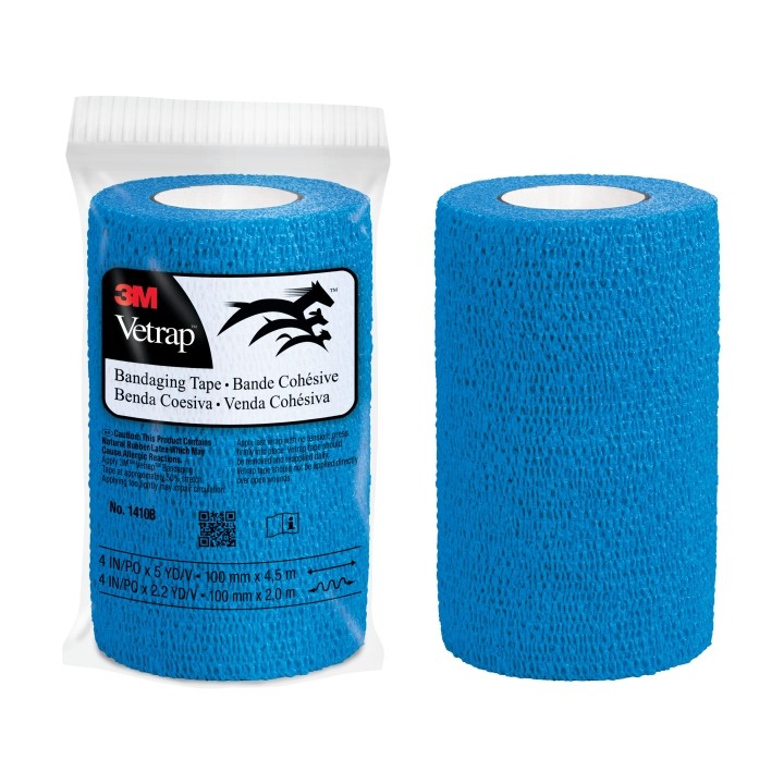 3M Vetrap Venda Cohesiva - 10cm x 4.5m - Flexible - Transpirable - Autoadhesiva - Color Azul