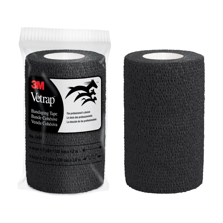 3M Vetrap Venda Cohesiva - 5cm x 4.5m - Flexible - Transpirable - Autoadhesiva - Color Negro