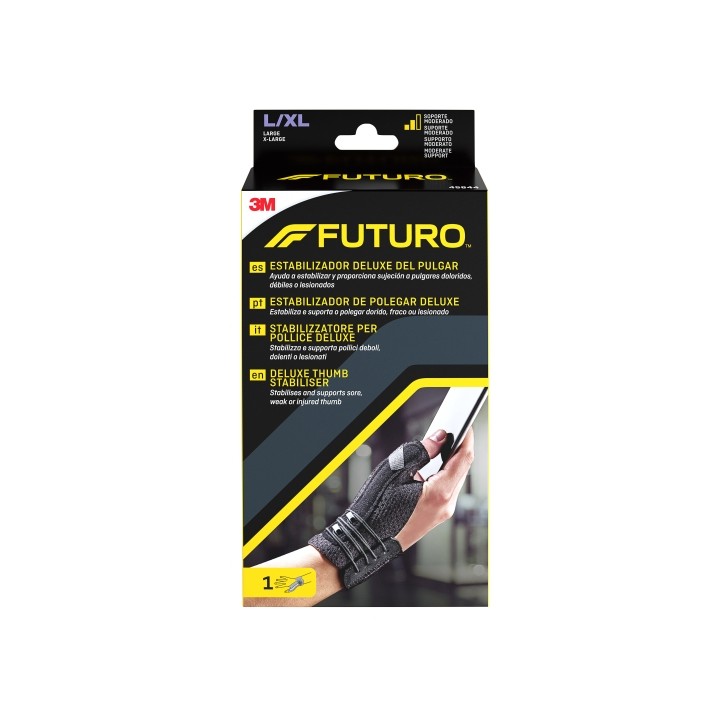 Futuro Deluxe Estabilizador del Dedo Pulgar - Talla L/XL (16.5 - 20.3cm) - Transpirable - Color Negro