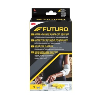 Futuro Comfort Codera para Epicondilitis - Talla L (27.9 - 30.5cm) - Transpirable - Elastico - Anatomico - Color Gris