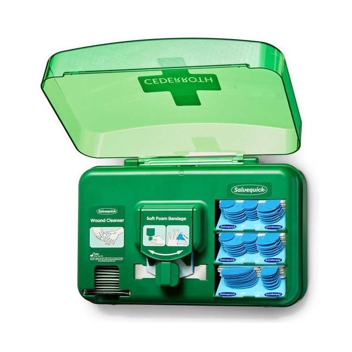 Cederroth Dispensador para el Cuidado de Heridas - Incluye diferentes Tamaños de Apositos Color Azul