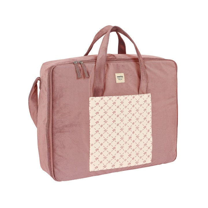 Safta Marsala Maleta de Bebe de 28L - Cremallera Doble - Interior Acolchado - Multiples Bolsillos - Bandolera Ajustable - Asas d