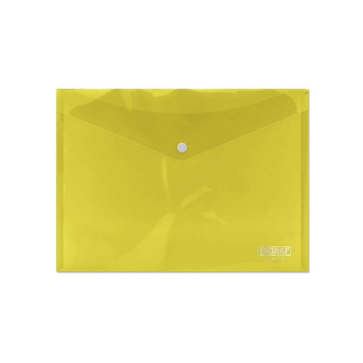 Ingraf Sobre Portadocumentos A4 - Cierre de Broche - Polipropileno Cristal Transparente - Color Amarillo