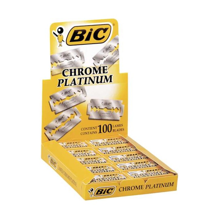 Bic Chrome Platinum Expositor de 20 Cajas de 5 Hojas de Afeitar Doble Filo