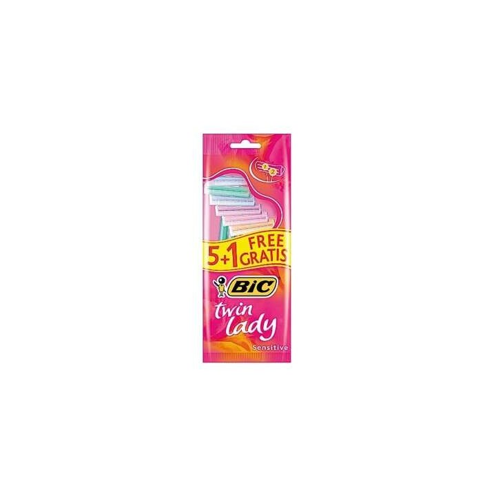 Bic Twin Lady Pack de 5+1 Maquinillas de Depilacion Desechables de 2 Hojas