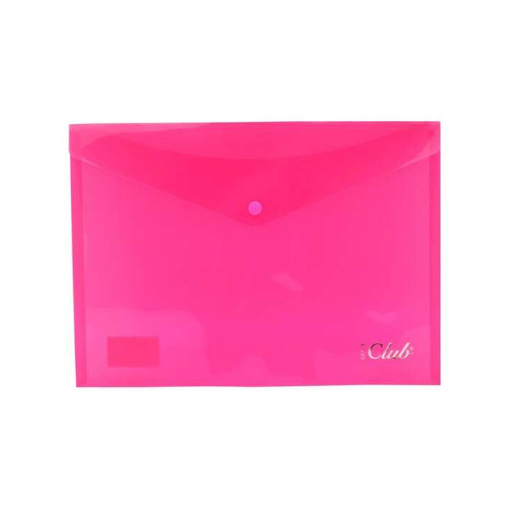 Ingraf Sobre Portadocumentos A4 - Cierre de Broche - Polipropileno Cristal Transparente - Color Rosa