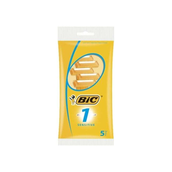 Bic Sensitive 1 Pack de 5 Maquinillas de Afeitar Desechables de 1 Hoja
