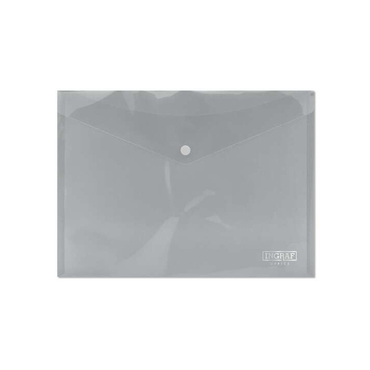 Ingraf Sobre Portadocumentos A4 - Cierre de Broche - Polipropileno Cristal Transparente - Transparente