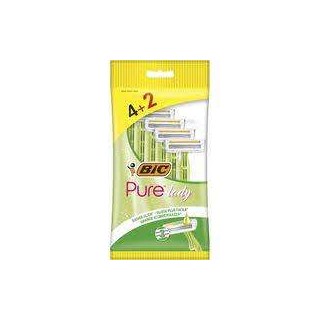 Bic Pure 3 Lady Pack de 4+2 Maquinillas de Depilacion Desechables de 3 Hojas - Tira Lubricante con Aloe Vera