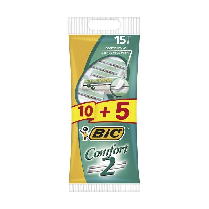 Bic Comfort 2 Pack de 10 + 5 Gratis Maquinillas de Afeitar Desechables