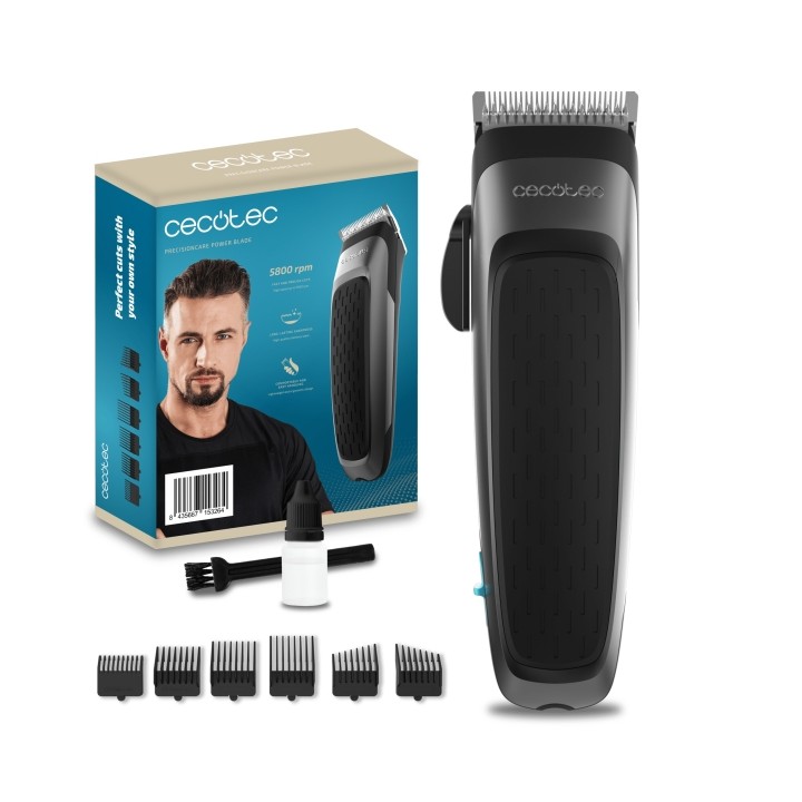 Cecotec PrecisionCare Power Blade Cortapelos - Palanca de Ajuste - Velocidad 5800rpm - Ergonomico - Cuchillas de Acero Inoxidabl