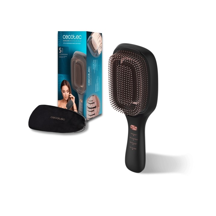 Cecotec HairCare Revitalize Cepillo Reparador de Cabello - Masaje Vibratorio - Emision de Iones Negativos - Microcorrientes EMS
