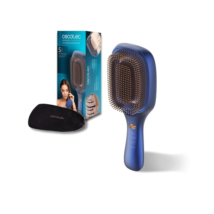 Cecotec HairCare Revitalize Blue Cepillo Reparador de Cabello - Multifuncional - Masaje Vibratorio - Emision de Iones Negativos