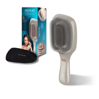 Cecotec HairCare Revitalize Champagne Cepillo Reparador - Microcorrientes EMS - Luz LED - Iones Negativos - Laser de Baja Potenc