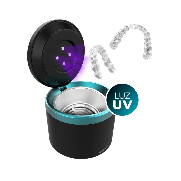 Cecotec ToothCare Easy Clean Limpiador Ultrasonico para Ferulas y Dentaduras - Luz UV para Desinfeccion - Ciclos de 5min - Depos