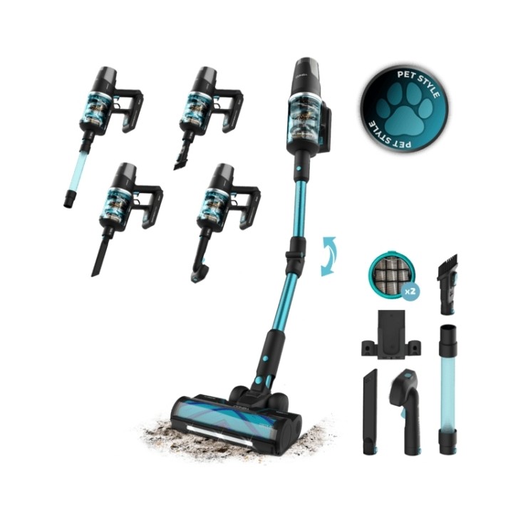 Cecotec Rockstar 9500 Lunar Pet Flex Aspirador de Escoba Vertical - 780W - Autonomia 90min - Succion 30kPa - Luz LED - Pantalla