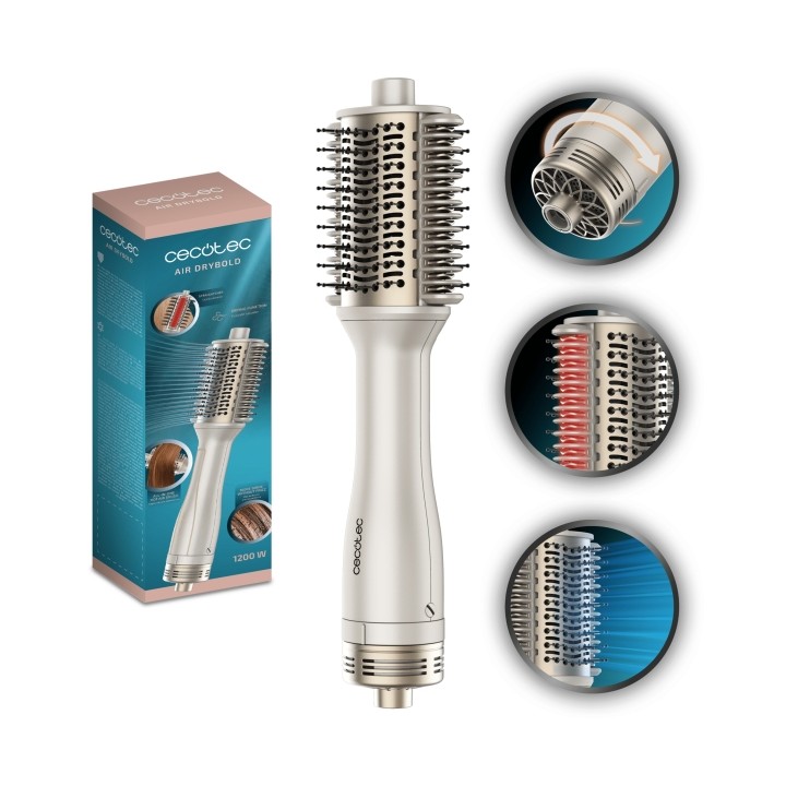 Cecotec Air DryBold Cepillo de Aire - 1200W - Placas Calefactoras - Temperatura Regulable - Revestimiento Ceramico - Generador d