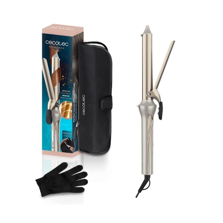 Cecotec SurfCare CurlClip Rizador de 25mm - Rizos Definidos y Uniformes - Diametro de 25mm para Volumen - Temperatura Ajustable