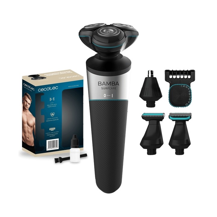 Cecotec PrecisionCare Afeitadora Recortadora 5 en 1 - Pantalla LCD - Autonomia hasta 80min - Cuchillas Flotantes Adaptables - Af