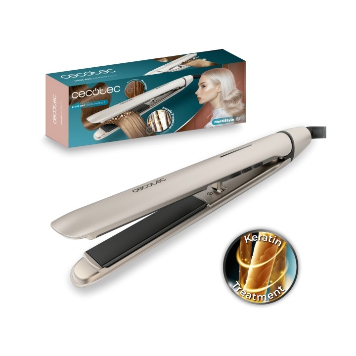 Cecotec Lisse 880 HidraProtect Plancha de Pelo - Cable 360º de 1.6m - Deslizamiento Ultrasuave - Iones Negativos - Placas Flotan