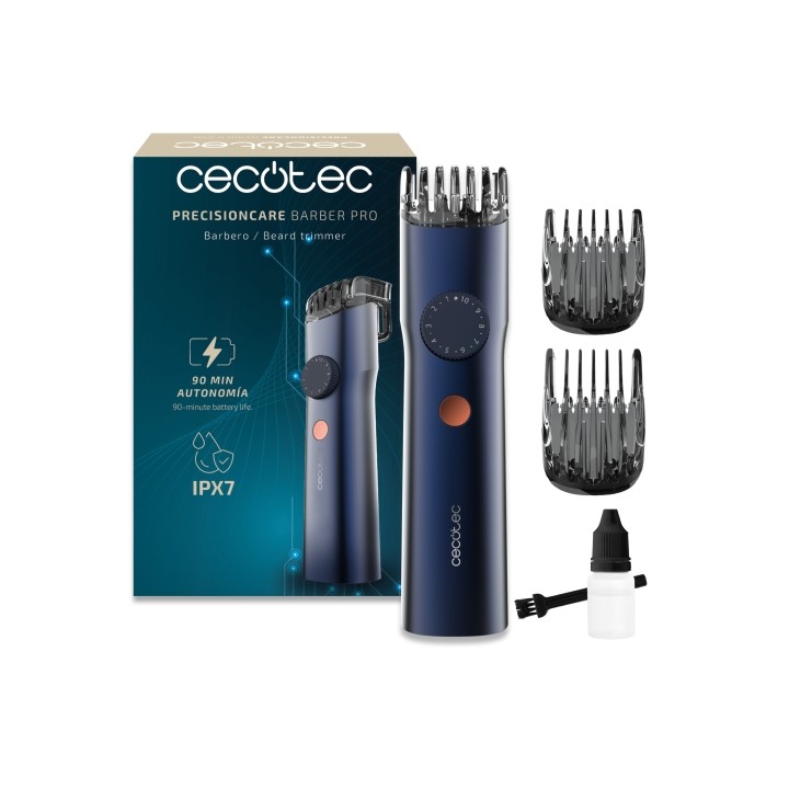 Cecotec PrecisionCare Barber Pro Recortadora para Barba Inalambrica - Autonomia 90min - Cuchillas de Acero Inoxidable - Peines A