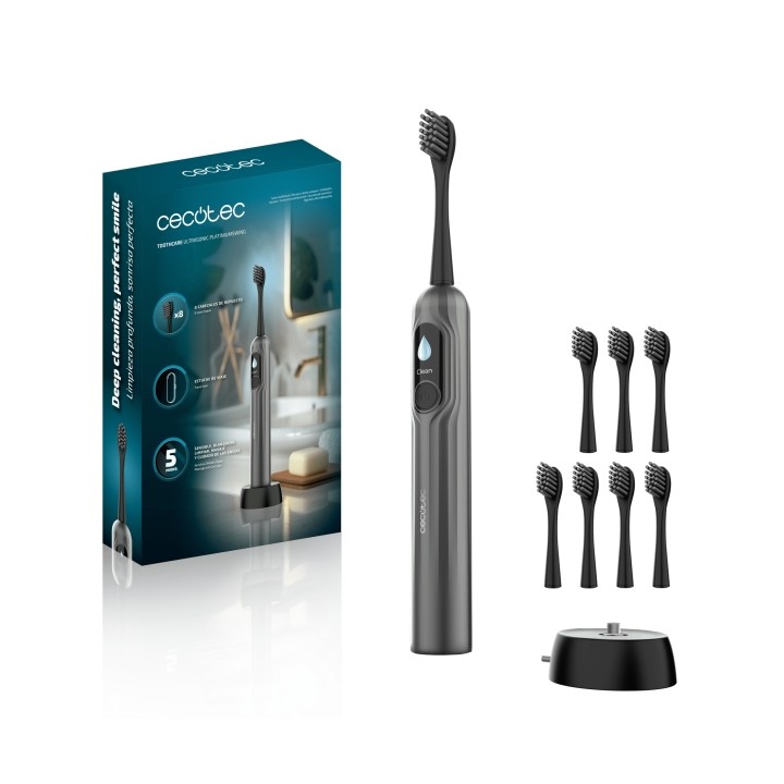 Cecotec ToothCare UltraSonic PlatiniumSwing Cepillo de Dientes Sonico - Velocidad 50.000rpm - 5 Modos - Carga Inalambrica - Cabe