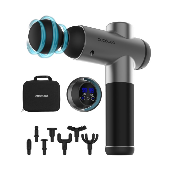 Cecotec SkinCare Massage Full Recovery Pistola de Masaje - LCD - Intensidad Ajustable - Relaja Musculos y Mejora Circulacion - 8
