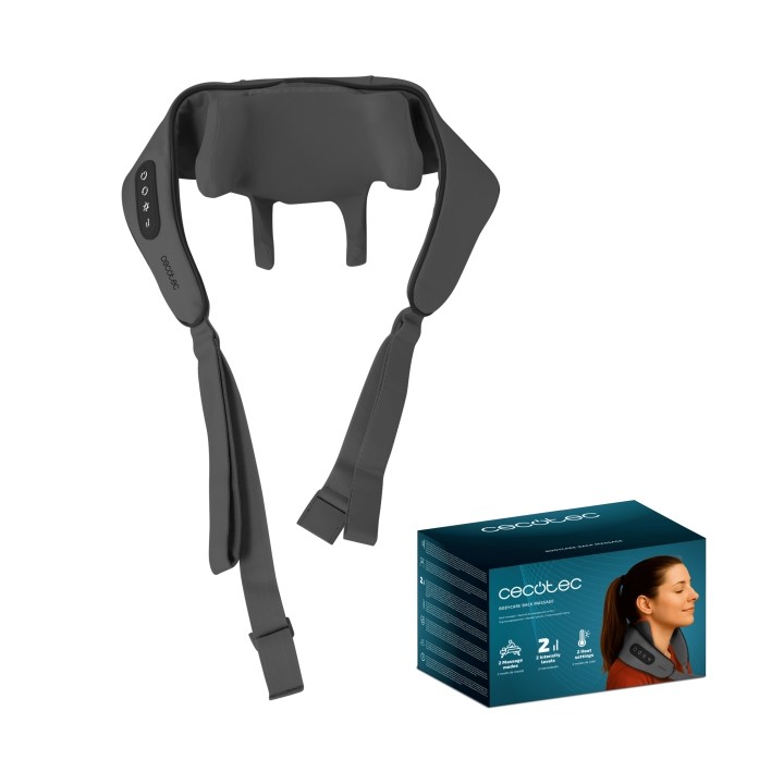 Cecotec BodyCare Back Massage Masajeador de Espalda Automatico - Personalizable - Ajuste Seguro con Cintas - Autoapagado cada 10