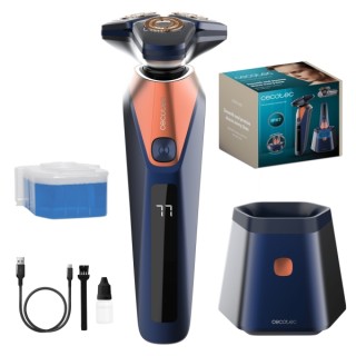 Cecotec PrecisionCare Saphire Pro Afeitadora Rotativa con Base Autolimpieza - Autonomia hasta 90min - Cuchillas de Titanio - Var