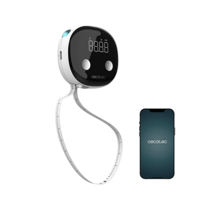 Cecotec Surface Precision Body Cinta Metrica Corporal Digital - Pantalla LED - Medidas Personalizables - Registro Automatico de