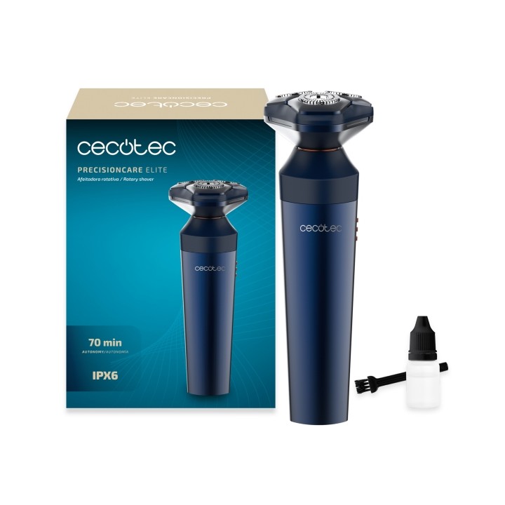 Cecotec PrecisionCare Elit Afeitadora Rotatoria - Autonomia hasta 70min - 7200rpm - IPX6 - Ergonomico - Cuchillas de Acero Inoxi