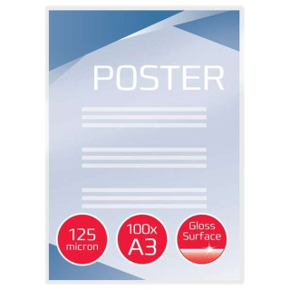 GBC Pack de 100 Carteras Plastificacion A3 con Brillo - Alta Calidad - 125 Micras - Transparente