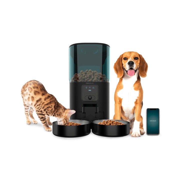 Cecotec Pumba 8600 Double Meal Vision Comedero Automatico para Mascotas con Camara - Capacidad 7L - Ideal para Mascotas - 2 Cuen