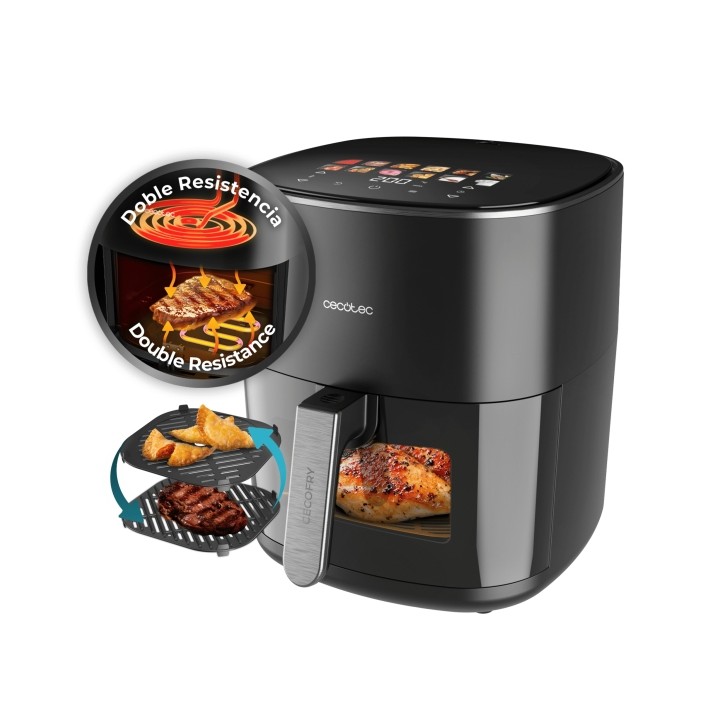 Cecotec Cecofry and Grill 6500 Freidora de Aire 3 en 1 - 2200W - Capacidad 6.5L - Grill - Piedra para Pizza - Temperatura Regula