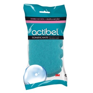 Actibel Tonic Esponja Corporal de Doble Accion - 1 Lado Suave - 1 Lado Exfoliante - Ergonomica - Color Azul