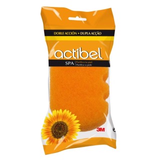 Actibel Spa Esponja Corporal de Doble Accion - 1 Lado Suave - 1 Lado Exfoliante - Ergonomica - Color Naranja