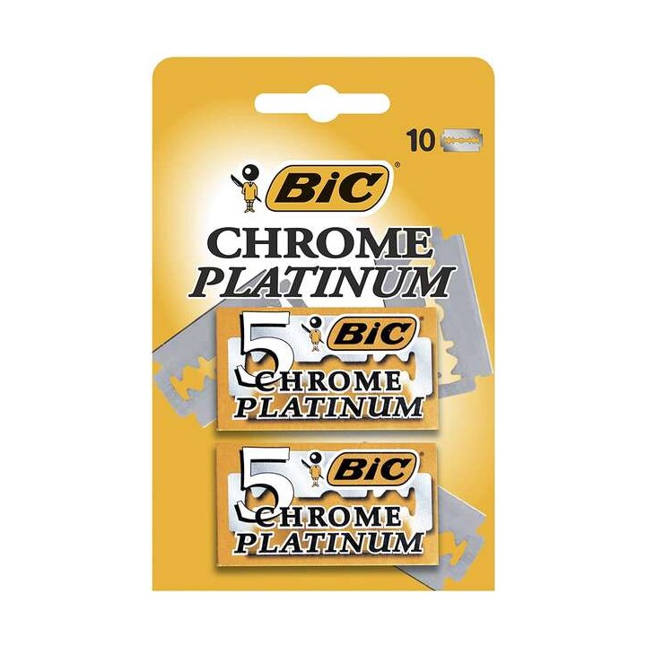 Bic Chrome Platinum Pack de 2 Cajas de 5 Hojas de Afeitar Doble Filo