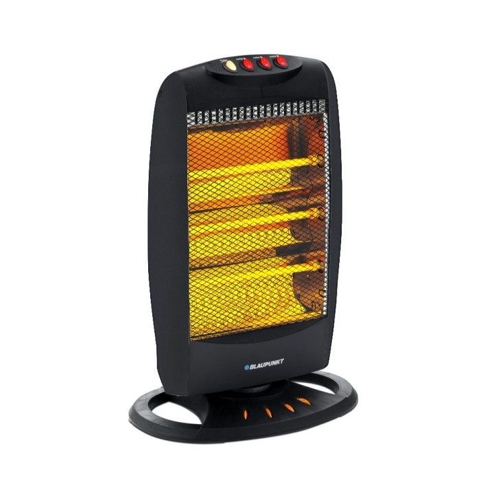 Blaupunkt Estufa de Cuarzo - Potencia 1200W - Oscilante - Temperatura Regulable - 4 Tubos Halogenos - Interruptor Antivuelco - C