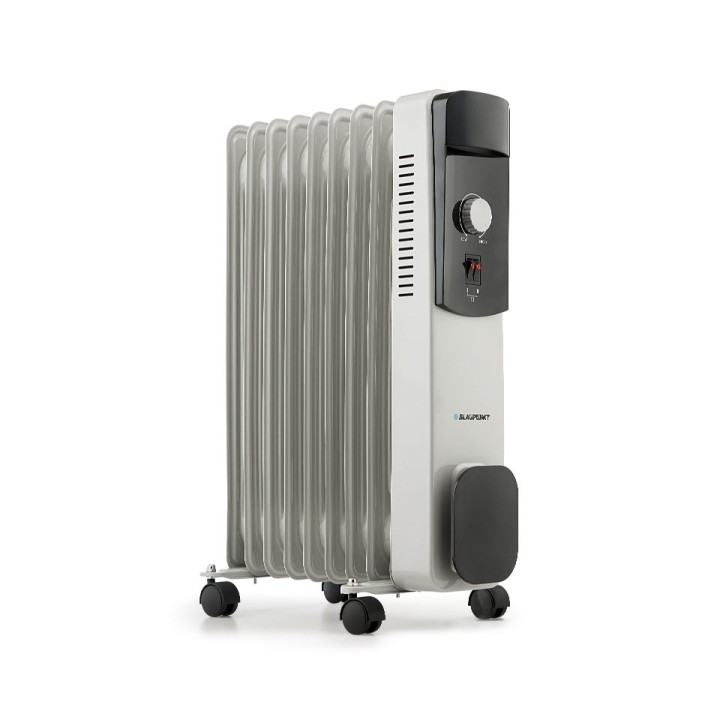 Blaupunkt Radiador de Aceite - Potencia 2000W - Ruedas - Termostato Regulable - Recogecable - Asa Lateral - Indicador Luminoso -