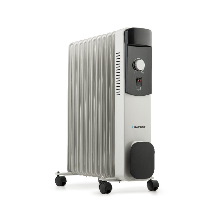 Blaupunkt Radiador de Aceite - Potencia 2500W - Termostato Regulable - Ruedas - Recogecable - Indicador Luminoso - Color Blanco