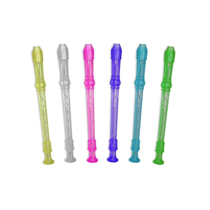 Flauta Dulce Transparente de Colores - Fabricada en Plastico - Ideal para los mas Pequeños - 6 Colores Surtidos