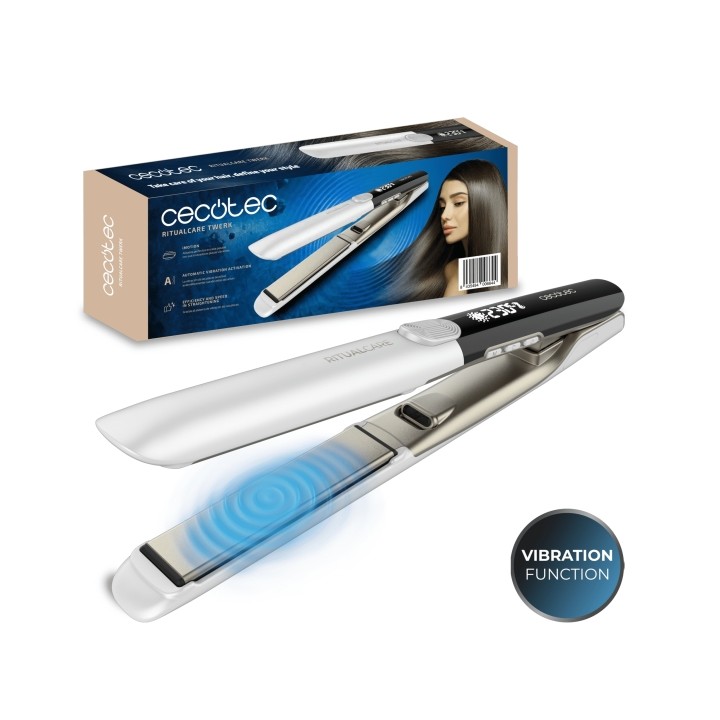 Cecotec RitualCare Twerk Plancha de Pelo con Vibracion - Cable 360º - Pantalla LED - Bloqueo de Placas - Temperatura Regulable -
