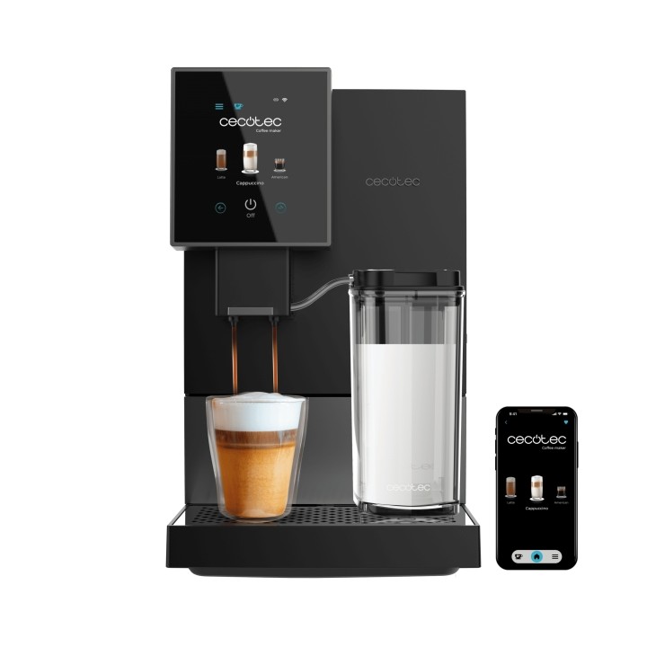 Cecotec Cremmaet Compactccino Connected Cafetera Superautomatica Compacta - 19bar - Deposito 1.1L - Tanque de Leche 400ml - Pant
