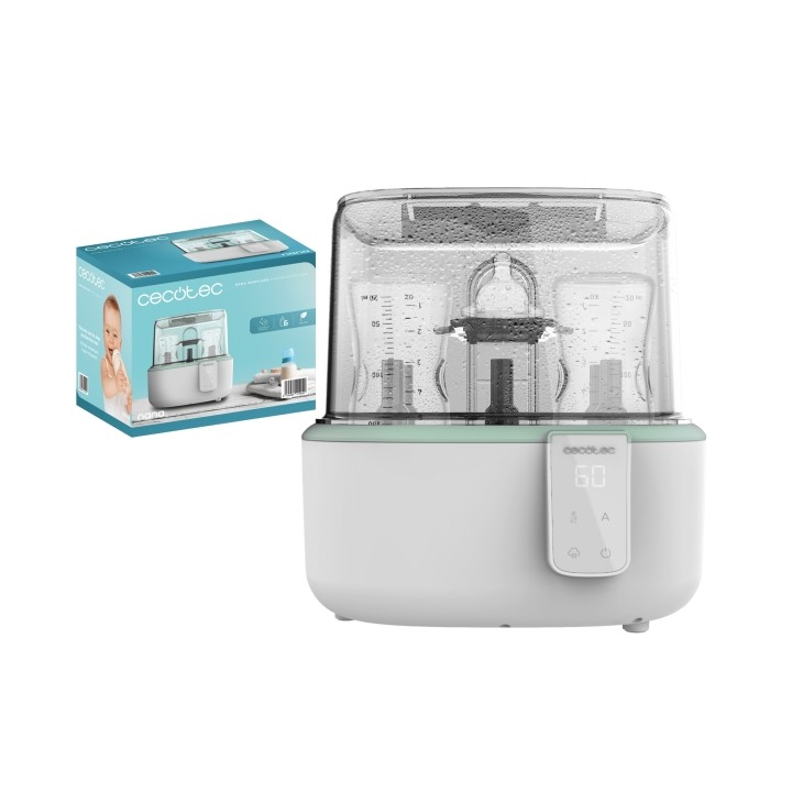 Cecotec Nana BabyCare DigitalSterilizer Esterilizador para hasta 6 Biberones - 600W - Esteriliza en 8min - Libre de BPA - Soport