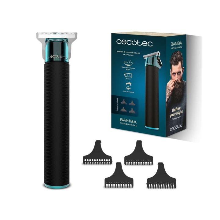 Cecotec PrecisionCare Profiling Cortapelos Inalambrico - Cuchilla de Acero Inoxidable - Incluye 4 Peines Guia - Ergonomico - Aut