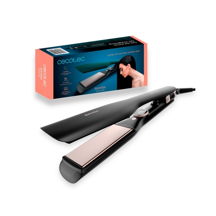 Cecotec Ritualcare Sphere Max Plancha de Pelo XL de 45mm - Pantalla LED - Temperatura Regulable - Revestimiento de Ceramica - Ap