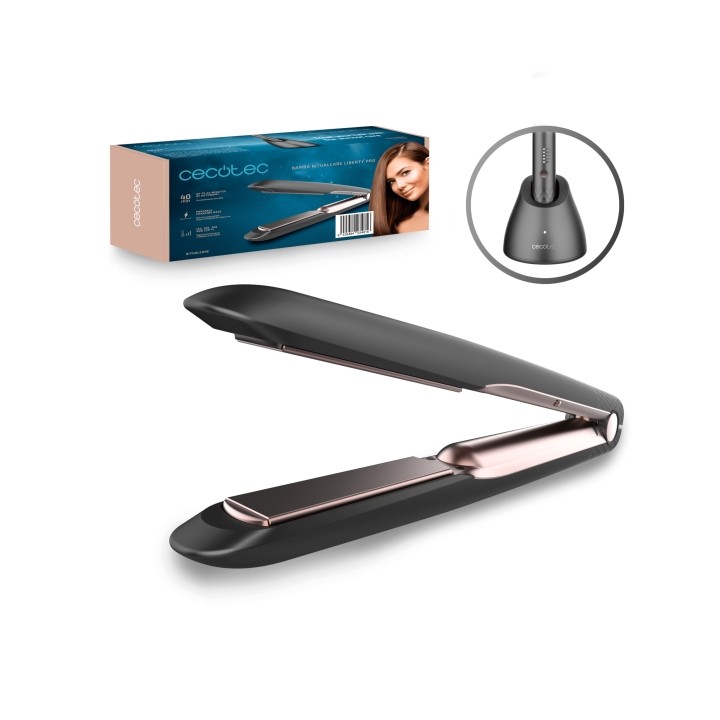 Cecotec Bamba RitualCare Liberty Pro Plancha de Pelo - Autonomia 40min - Base de Carga Portatil - Temperatura Regulable - Revest