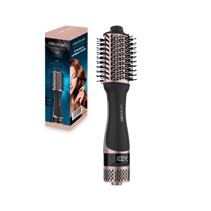 Cecotec Bamba CeramicCare Unique Touch Cepillo Alisador Ceramico - 1200W - Seca y Moldea - Funcion Aire Frio - 3 Temperaturas -